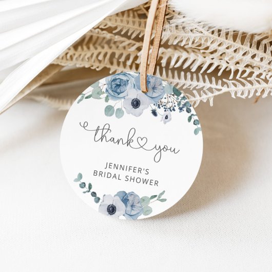 ダスティブルーブライダルシャワーメッセージカード フェイバータグ