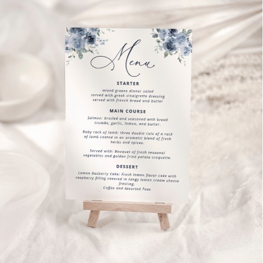 ダスティブルーブライダルシャワーメニュー メニュー