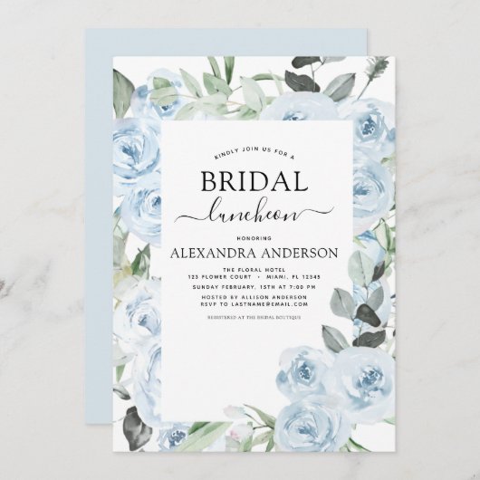 ダスティブルーブライダルシャワールンチョン 招待状 (正面/裏面)