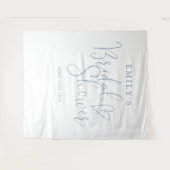 ダスティブルーブライダルシャワー写真の背景 タペストリー (正面(横))