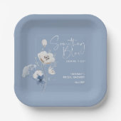 ダスティブルーブライダルシャワー ペーパープレート (正面)
