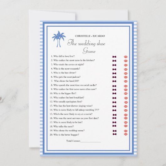 ダスティブルーブライド&グルーマーブライダルシャワーゲームカード 案内状 (正面)