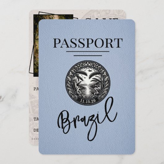 ダスティブルーブラジルのパスポート日付を保存 セーブザデート (正面/裏面)