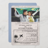 ダスティブルーブラジルパスポート結婚式招待状 招待状 (正面/裏面)