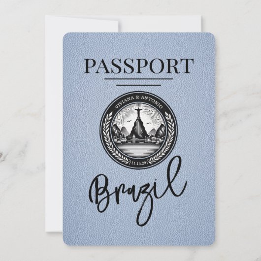 ダスティブルーブラジルパスポート結婚式招待状 招待状 (裏面)