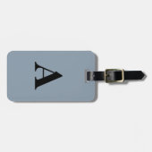 ダスティブルーブラックモノグラム結婚のギフトパーティーのお願い ラゲッジタグ (正面横)