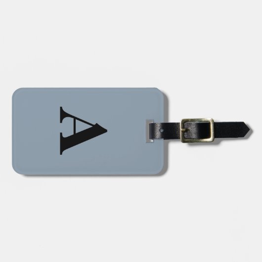 ダスティブルーブラックモノグラム結婚のギフトパーティーのお願い ラゲッジタグ (正面横)