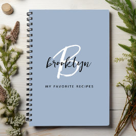 ダスティブルーブラック&ホワイトモノグラムレシピ本 ノートブック