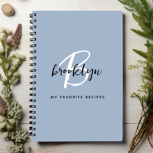ダスティブルーブラック&ホワイトモノグラムレシピ本 ノートブック