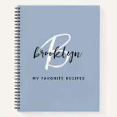 ダスティブルーブラック&ホワイトモノグラムレシピ本 ノートブック (正面)