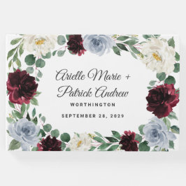 ダスティブルーブルガンディクランベリーアイボリー秋の結婚式 ゲストブック