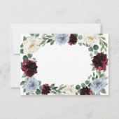 ダスティブルーブルガンディクランベリー秋の結婚式RSVP 出欠カード (裏面)