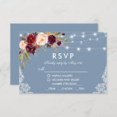 ダスティブルーブルゴーニュフローラライツ結婚ズミール 出欠カード (正面/裏面)