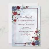 ダスティブルーブルゴーニュフローラ水彩画 招待状 (正面)