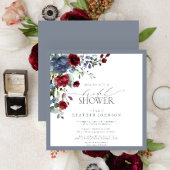 ダスティブルーブルゴーニュレッドウォーターブライダルシャワー 招待状