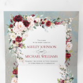 ダスティブルーブルゴーニュ赤面フローラ写真 三つ折り招待状 (内部最初)