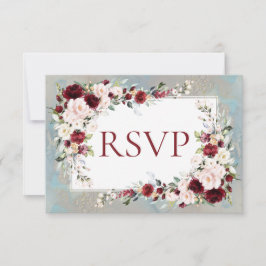 ダスティブルーブルゴーニュ赤面フローラRSVP 出欠カード
