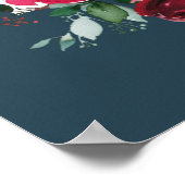 ダスティブルーブルゴーニュ開花結婚のウェルカムサイン ポスター (角)