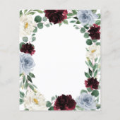 ダスティブルーブルゴーニュBoho秋の結婚式メニューカード (裏面)