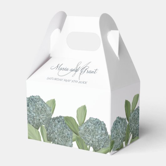 ダスティブルーブルーエレガントフローラカスタムウェディング フェイバーボックス (裏面サイド)