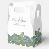 ダスティブルーブルーエレガントフローラカスタムウェディング フェイバーボックス (オープン)