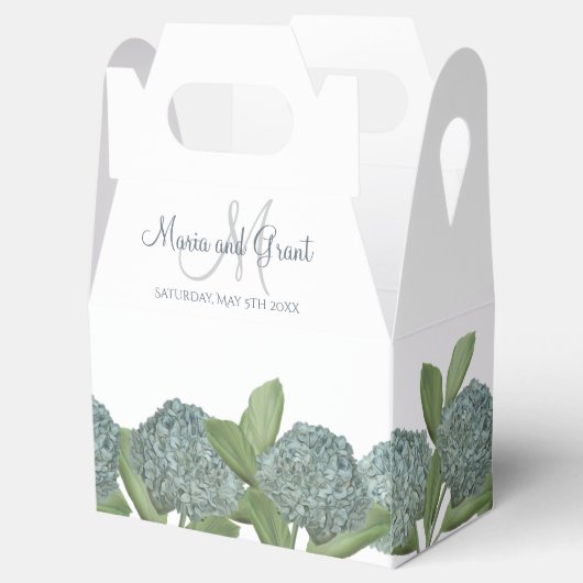 ダスティブルーブルーエレガントフローラカスタムウェディング フェイバーボックス (オープン)