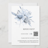 *~*ダスティブルーブーケットフローラRSVP QR AR15結婚' 招待状 (裏面)