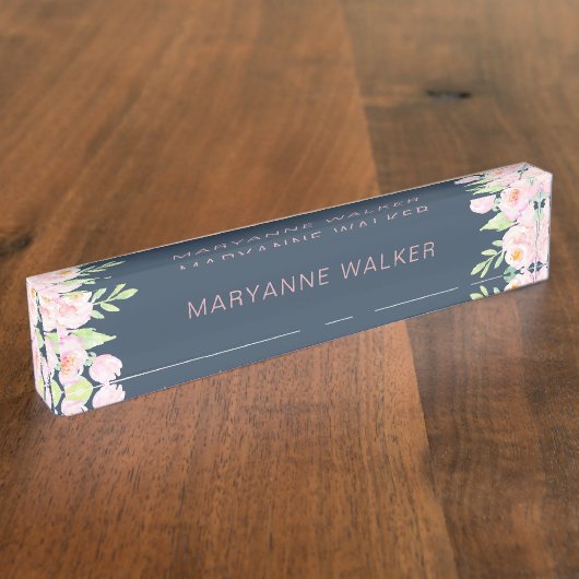 ダスティブループオーニーパーソナライズされた机用ネームプレート デスクネームプレート (側面)