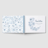 ダスティブルーベビーシャワーゲストブック、ヴィンテージフローラ ゲストブック (全面)