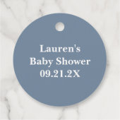 ダスティブルーベビーシャワーボーイメッセージカード フェイバータグ (裏面)