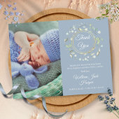 ダスティブルーベビー写真フローラサンキュー誕生 案内ポストカード