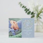 ダスティブルーベビー写真フローラサンキュー誕生 案内ポストカード (スタンド正面)