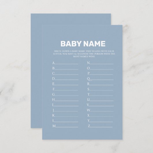 ダスティブルーベビー名候補ゲームカード 招待状 (正面/裏面)