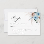 ダスティブルーベージュパンパフローラRSVPカード 出欠カード (正面)