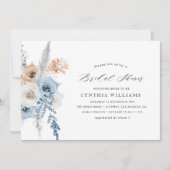 ダスティブルーベージュフローラパンパブライダルシャワー 招待状 (正面)