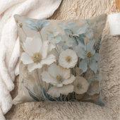 ダスティブルーベージュホワイトクリームフローラ クッション (ブランケット)