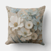 ダスティブルーベージュホワイトクリームフローラ クッション (正面)