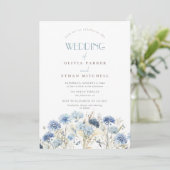 ダスティブルーベージュワイルドフラワー結婚ズ 招待状 (スタンド正面)