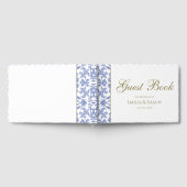 ダスティブルーホワイトと金ゴールドヴィンテージスタイル結婚ズ ゲストブック (全面)