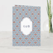 ダスティブルーホワイトイカットオールインワンシーク結婚ズ 招待状 (裏面)