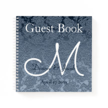 ダスティブルーホワイトエレガントなウェディングモノグラム