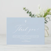 ダスティブルーホワイトクロスボーイバプテスマサンキューカード 招待状 (スタンド正面)