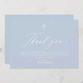 ダスティブルーホワイトクロスボーイバプテスマサンキューカード 招待状 (正面/裏面)