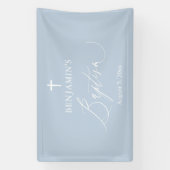 ダスティブルーホワイトクロスボーイバプテスムバックドランドバナー 横断幕 (縦)