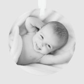 ダスティブルーホワイトクロスボーイフォトバプテスマオーナメント オーナメント (裏面)