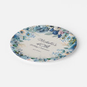 ダスティブルーホワイトネイビーフローラ女子40歳の誕生日 ペーパープレート (アングル)