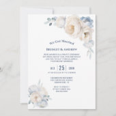 ダスティブルーホワイトフローラウェディングレセプション 招待状 (正面)