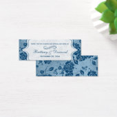 ダスティブルーホワイトフローラダマスクウェディングメッセージカード (デスク)