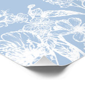 ダスティブルーホワイトフローラブライダルシャワーウェルカムサイン ポスター (コーナー)