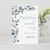 ダスティブルーホワイトフローラ水彩ブライダルシャワー 招待状 (スタンド正面)